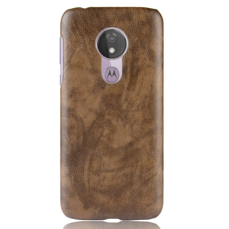 Shockproof Litchi Texture PC + PU Case for Motorola Moto G7 Power (Brown)