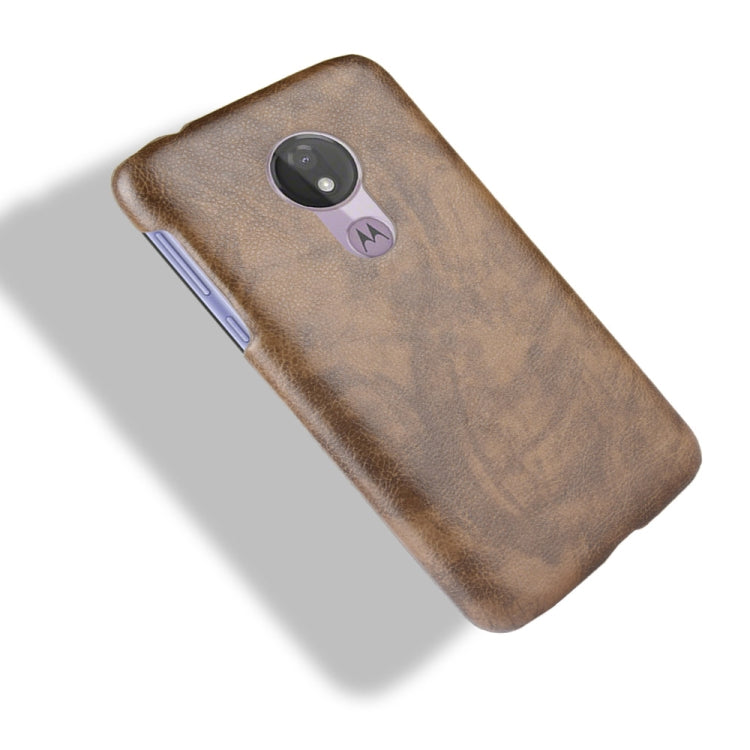 Shockproof Litchi Texture PC + PU Case for Motorola Moto G7 Power (Brown)