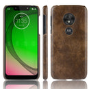 Shockproof Litchi Texture PC + PU Case for Motorola Moto G7 Play (Brown)
