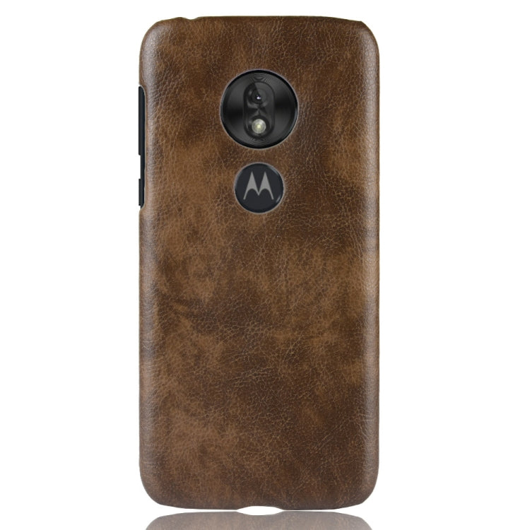 Shockproof Litchi Texture PC + PU Case for Motorola Moto G7 Play (Brown)