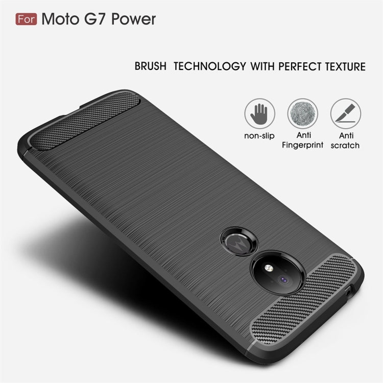 Brushed Texture Carbon Fiber TPU Case for Motorola Moto G7 Power EU Version(Black)