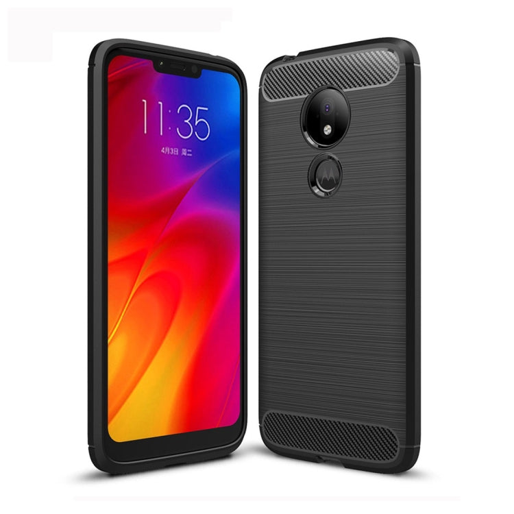 Brushed Texture Carbon Fiber TPU Case for Motorola Moto G7 Power EU Version(Black)