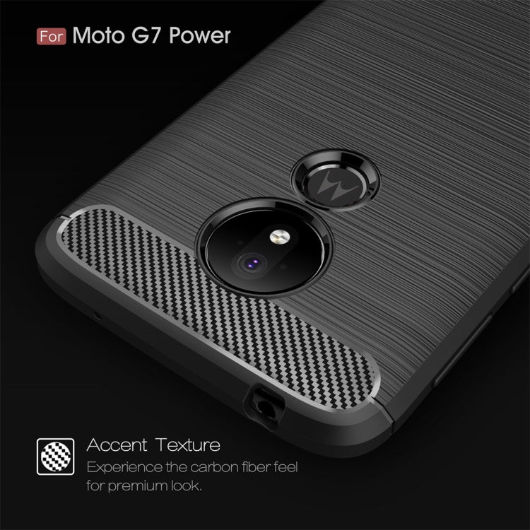 Brushed Texture Carbon Fiber TPU Case for Motorola Moto G7 Power EU Version(Red)