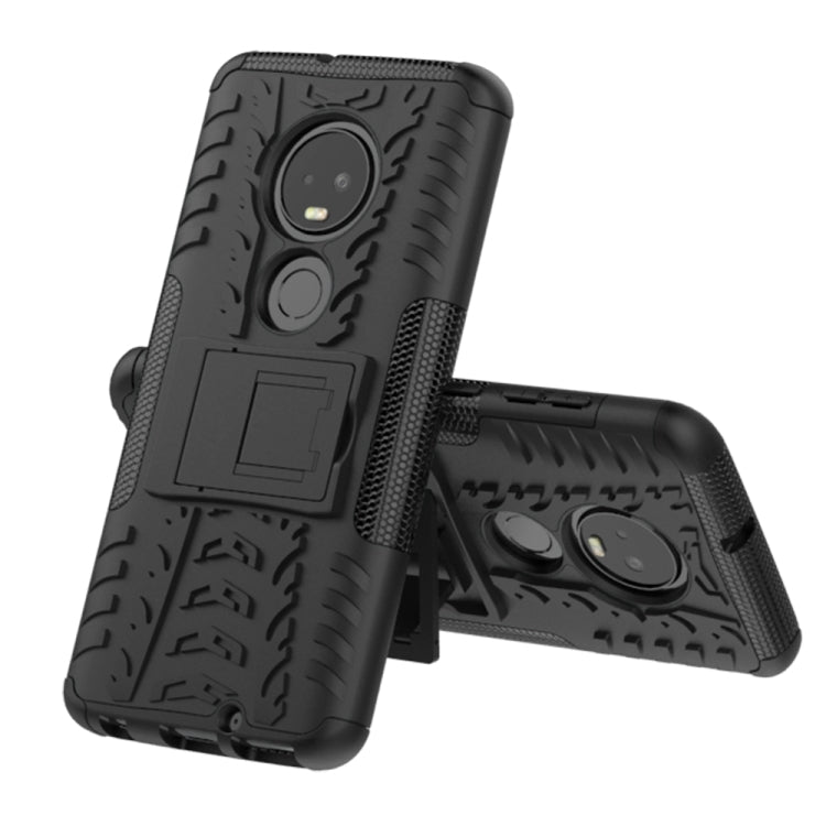 Tire Texture TPU+PC Shockproof Case for Motorola G7, with Holder (Black)