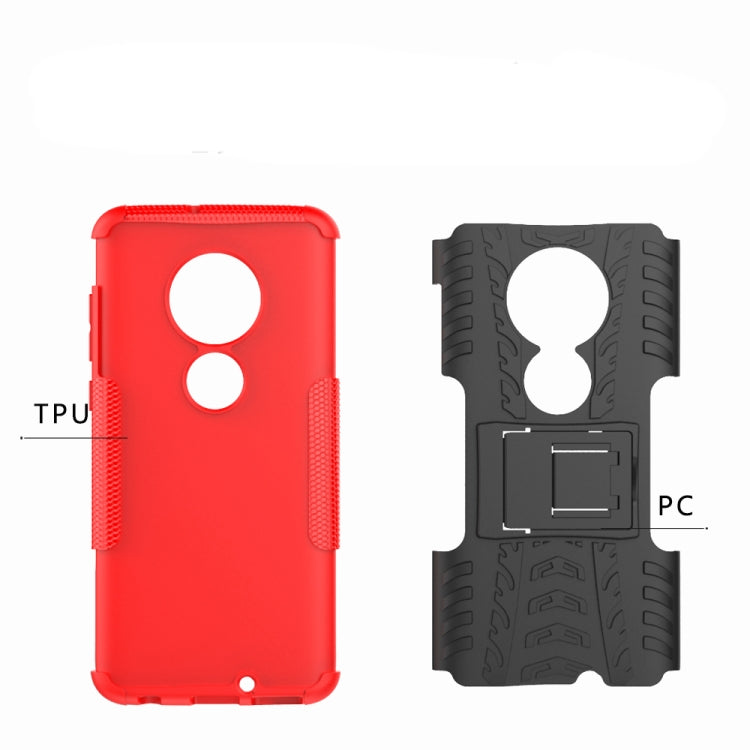 Tire Texture TPU+PC Shockproof Case for Motorola G7, with Holder (Black)