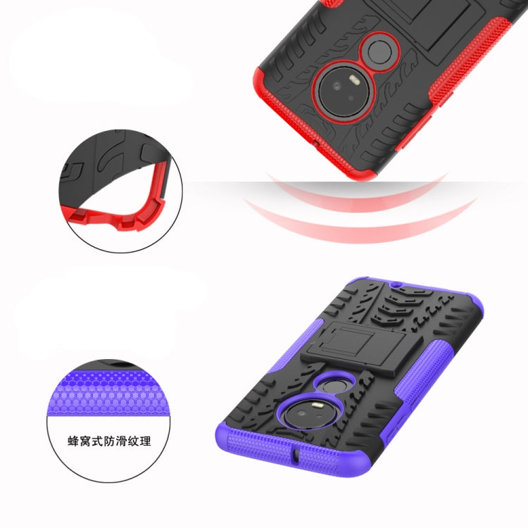 Tire Texture TPU+PC Shockproof Case for Motorola G7, with Holder (Black)