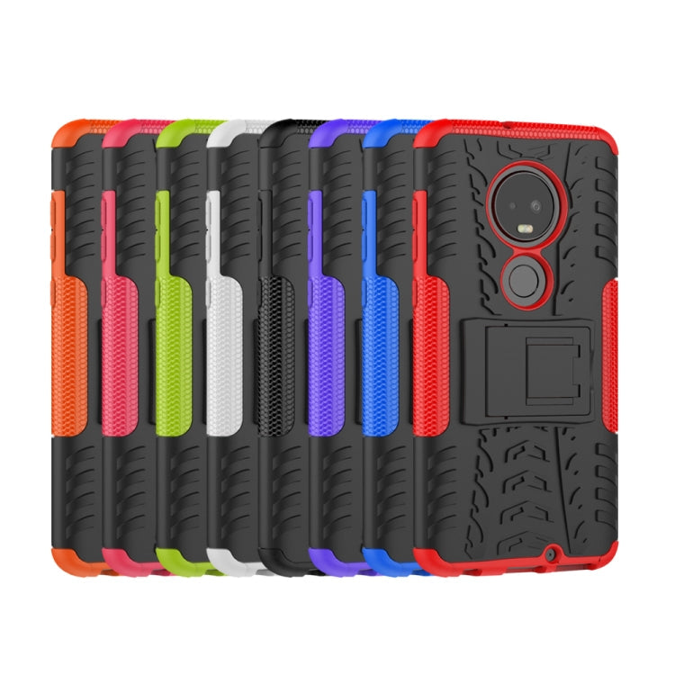 Tire Texture TPU+PC Shockproof Case for Motorola G7, with Holder (Black)