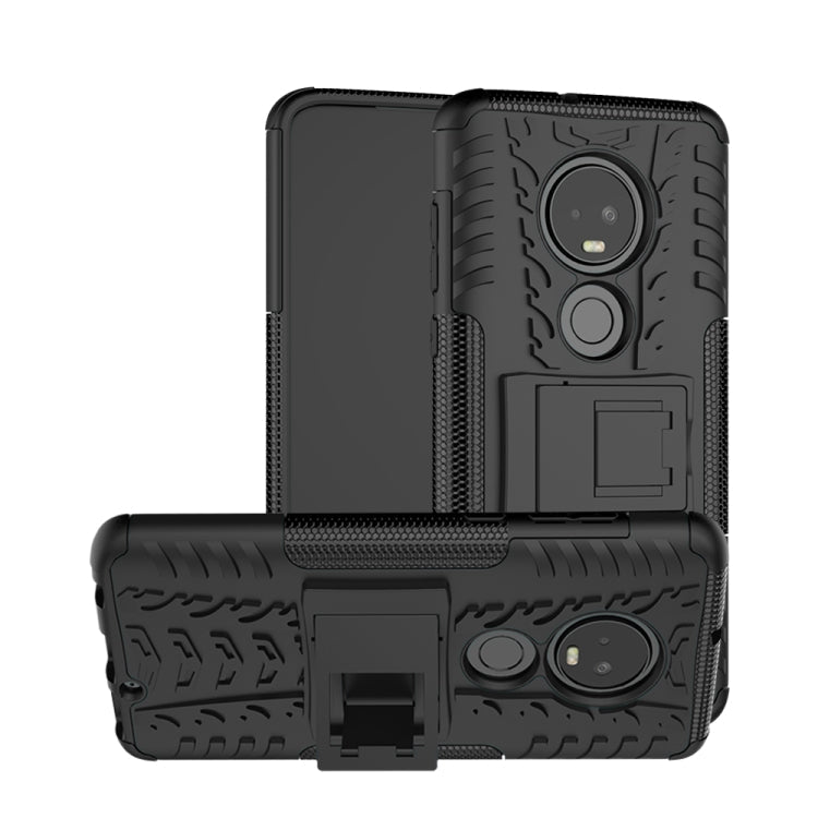 Tire Texture TPU+PC Shockproof Case for Motorola G7, with Holder (Black)