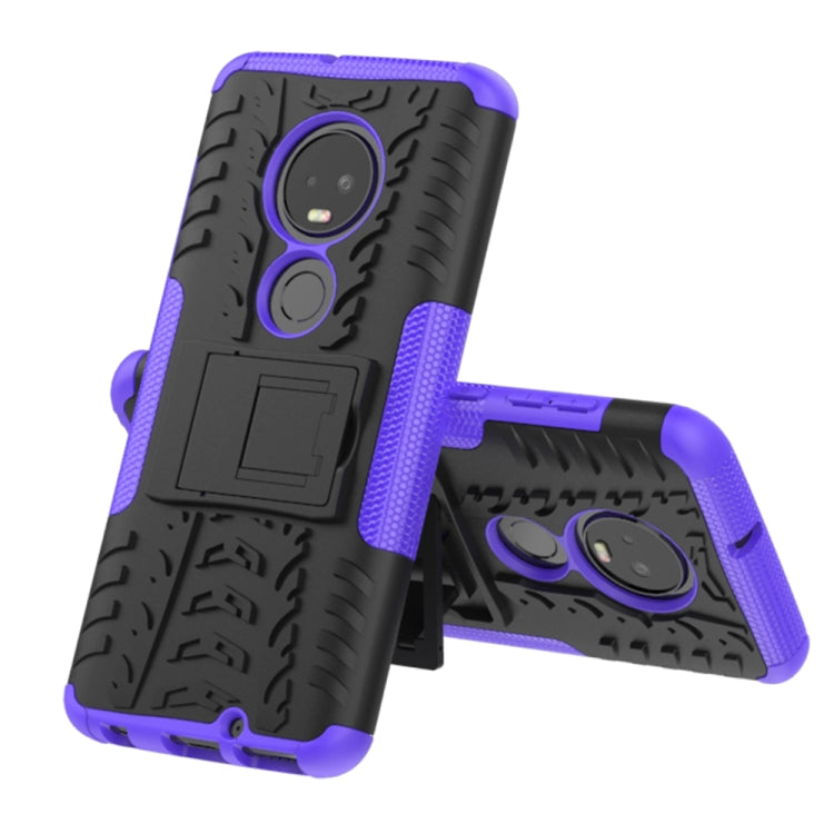 Tire Texture TPU+PC Shockproof Case for Motorola G7, with Holder (Purple)