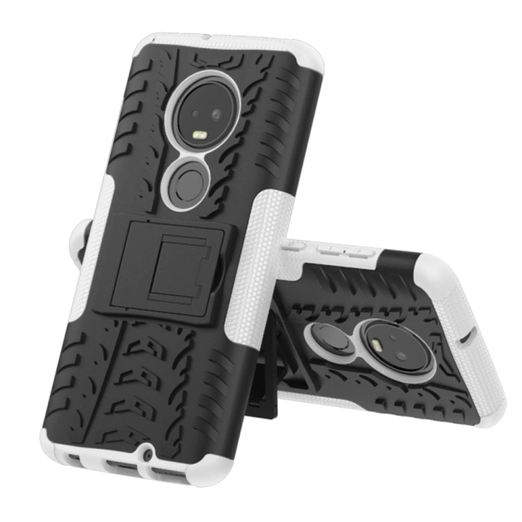 Tire Texture TPU+PC Shockproof Case for Motorola G7, with Holder (White)