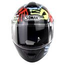 SOMAN Outdoor Motorcycle Electric Car Riding HD Bluetooth Helmet, Size: S, 55-56cm (Palm Flower)