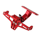 LPF013 Motorcycle Modification Accessories Universal Aircraft Shape Aluminum Alloy License Plate Bracket with LED Lights (Red)