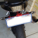 LPF013 Motorcycle Modification Accessories Universal Aircraft Shape Aluminum Alloy License Plate Bracket with LED Lights (Blue)