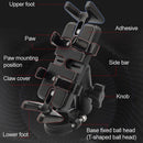 Universal Crook Shaped Ball Head Motorcycle Rearview Mirror Multi-function Mobile Phone Holder, Suitable for Mobile Phone Width: 5.5-9.5cm &