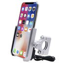 CS-856C2 Motorcycle Rotatable Chargeable Aluminum Alloy Mobile Phone Holder, Handlebar Version(Silver)