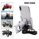CS-856C2 Motorcycle Rotatable Chargeable Aluminum Alloy Mobile Phone Holder, Handlebar Version(Silver)