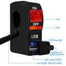 CS-838B 12V 2A Motorcycle Waterproof Mobile Phone USB Charger with Indicator Light Switch(Red)