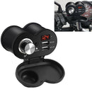 CS-834A1 Multi-function Motorcycle Waterproof Aluminium Alloy Mobile Phone Dual USB Charger Cigarette Lighter with Digital Display Switch(Black)