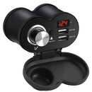 CS-834A1 Multi-function Motorcycle Waterproof Aluminium Alloy Mobile Phone Dual USB Charger Cigarette Lighter with Digital Display Switch(Black)