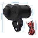 CS-834A1 Multi-function Motorcycle Waterproof Aluminium Alloy Mobile Phone Dual USB Charger Cigarette Lighter with Digital Display Switch(Black)
