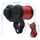 CS-834A2 Multi-function Motorcycle Waterproof Aluminium Alloy Mobile Phone Dual USB Charger Cigarette Lighter with Digital Display Switch(Red)