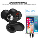 CS-834A2 Multi-function Motorcycle Waterproof Aluminium Alloy Mobile Phone Dual USB Charger Cigarette Lighter with Digital Display Switch(Red)