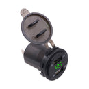 Car Waterproof 12-24V 3.1A Dual USB Charger Adapter + Voltmeter(Green Light)