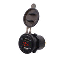 Car Waterproof 12-24V 3.1A Dual USB Charger Adapter + Voltmeter(Red Light)