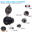 Motorcycle Waterproof 12-24V 2.1A Dual USB Charger Adapter + Voltmeter(Blue Light)