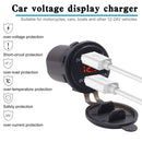 Motorcycle Waterproof 12-24V 2.1A Dual USB Charger Adapter + Voltmeter(Red Light)