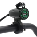 Motorcycle USB Charger with Waterproof Cover Switch Control (Green Light)