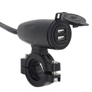 Motorcycle USB Charger with Waterproof Cover Switch Control (Green Light)