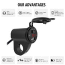 ZH-975B1 Motorcycle Aluminum Alloy Waterproof Mobile Phone Single USB Charger with Red Voltmeter(Black)