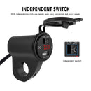 ZH-975B1 Motorcycle Aluminum Alloy Waterproof Mobile Phone Single USB Charger with Red Voltmeter(Black)
