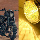Motorcycle Silver Shell Harley Headlight Retro Lamp LED Light Modification Accessories (Yellow)