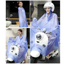 Waterproof Big Hat Crystal PVC Printing Dot Clear Motorcycle Person Poncho Adult Hooded Impermeable Raincoat Outdoor Rain Cape Coat(Blue)