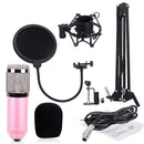 BM-800 Network K-Song Dedicated High-end Metal Shock Mount Microphone Set(Pink)