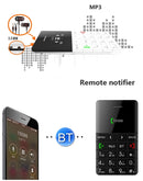 AEKU Qmart Q5 Card Mobile Phone, Network: 2G, 5.5mm Ultra Thin Pocket Mini Slim Card Phone, 0.96 inch, QWERTY Keyboard, BT, Pedometer, Remote Notifier, MP3 Music, Remote Capture(Black)