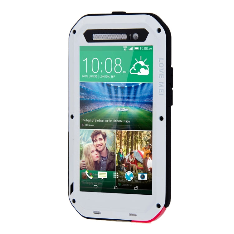 LOVE MEI for HTC One E8 Powerful Waterproof Dustproof Shockproof Anti-slip Metal Protective Case(White)