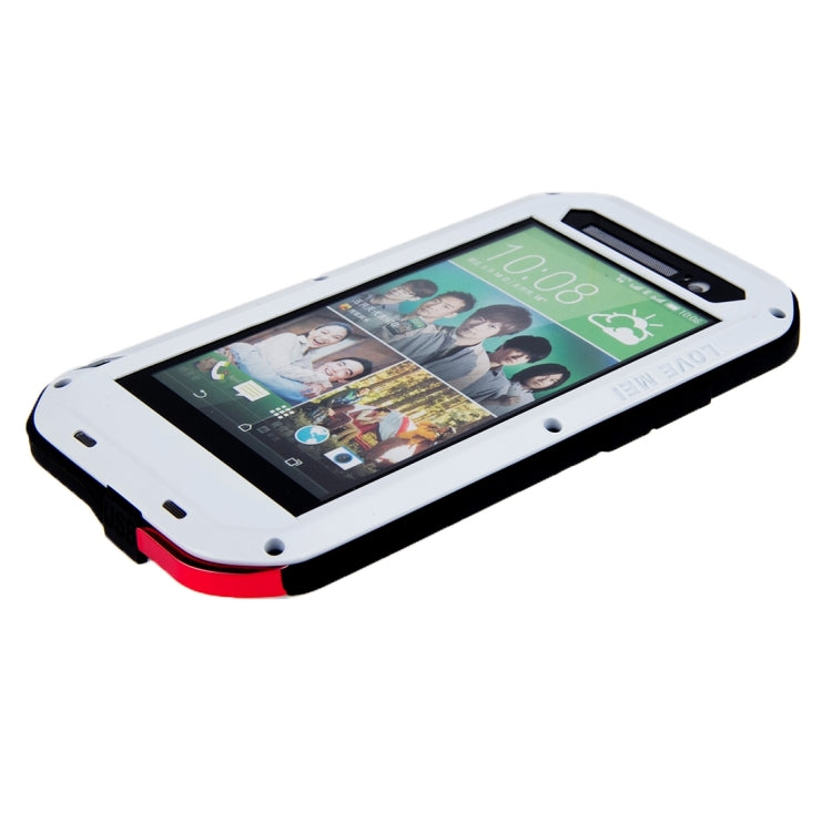 LOVE MEI for HTC One E8 Powerful Waterproof Dustproof Shockproof Anti-slip Metal Protective Case(White)