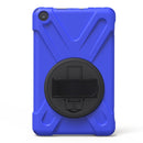 For Amazon Fire HD 8 inch (2017) 360 Degree Rotation PC + Silicone Protective Case with Holder & Hand-strap (Dark Blue)