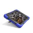 For Amazon Fire HD 8 inch (2017) 360 Degree Rotation PC + Silicone Protective Case with Holder & Hand-strap (Dark Blue)