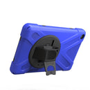 For Amazon Fire HD 8 inch (2017) 360 Degree Rotation PC + Silicone Protective Case with Holder & Hand-strap (Dark Blue)