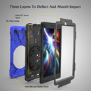 For Amazon Fire HD 8 inch (2017) 360 Degree Rotation PC + Silicone Protective Case with Holder & Hand-strap (Dark Blue)
