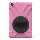 For Amazon Fire HD 8 inch (2017) 360 Degree Rotation PC + Silicone Protective Case with Holder & Hand-strap (Pink)