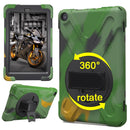 For Amazon Fire HD 8 inch (2017) 360 Degree Rotation PC + Silicone Protective Case with Holder & Hand-strap (Camouflage Green)