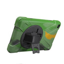 For Amazon Fire HD 8 inch (2017) 360 Degree Rotation PC + Silicone Protective Case with Holder & Hand-strap (Camouflage Green)