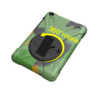 For Amazon Fire HD 8 inch (2017) 360 Degree Rotation PC + Silicone Protective Case with Holder & Hand-strap (Camouflage Green)