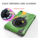 For Amazon Fire HD 8 inch (2017) 360 Degree Rotation PC + Silicone Protective Case with Holder & Hand-strap (Camouflage Green)