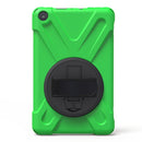 For Amazon Fire HD 8 inch (2017) 360 Degree Rotation PC + Silicone Protective Case with Holder & Hand-strap (Light Green)